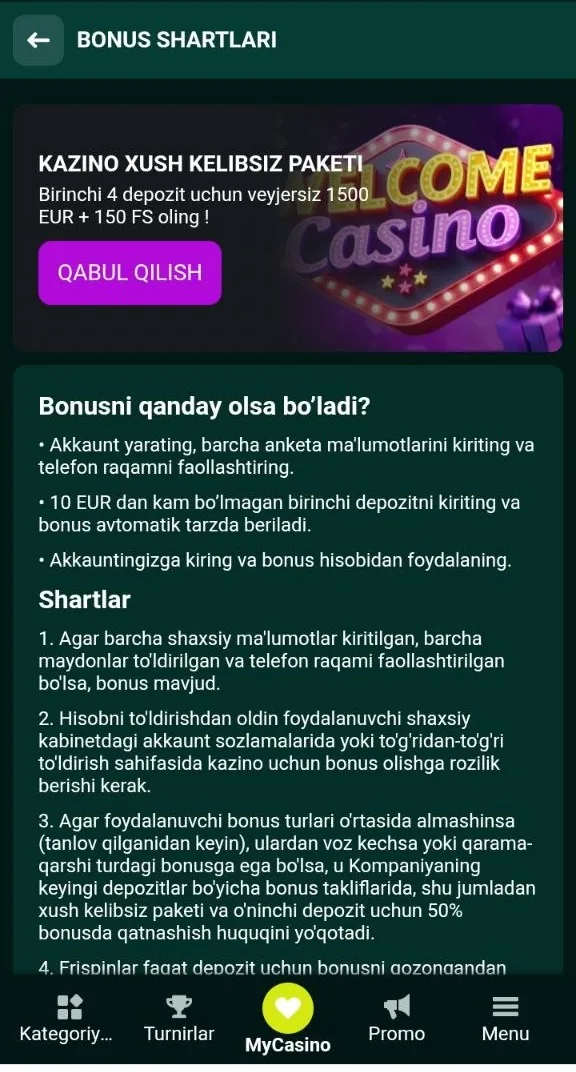 SpinBetter bonusi — kazino uchun xush kelibsiz paket sahifasi